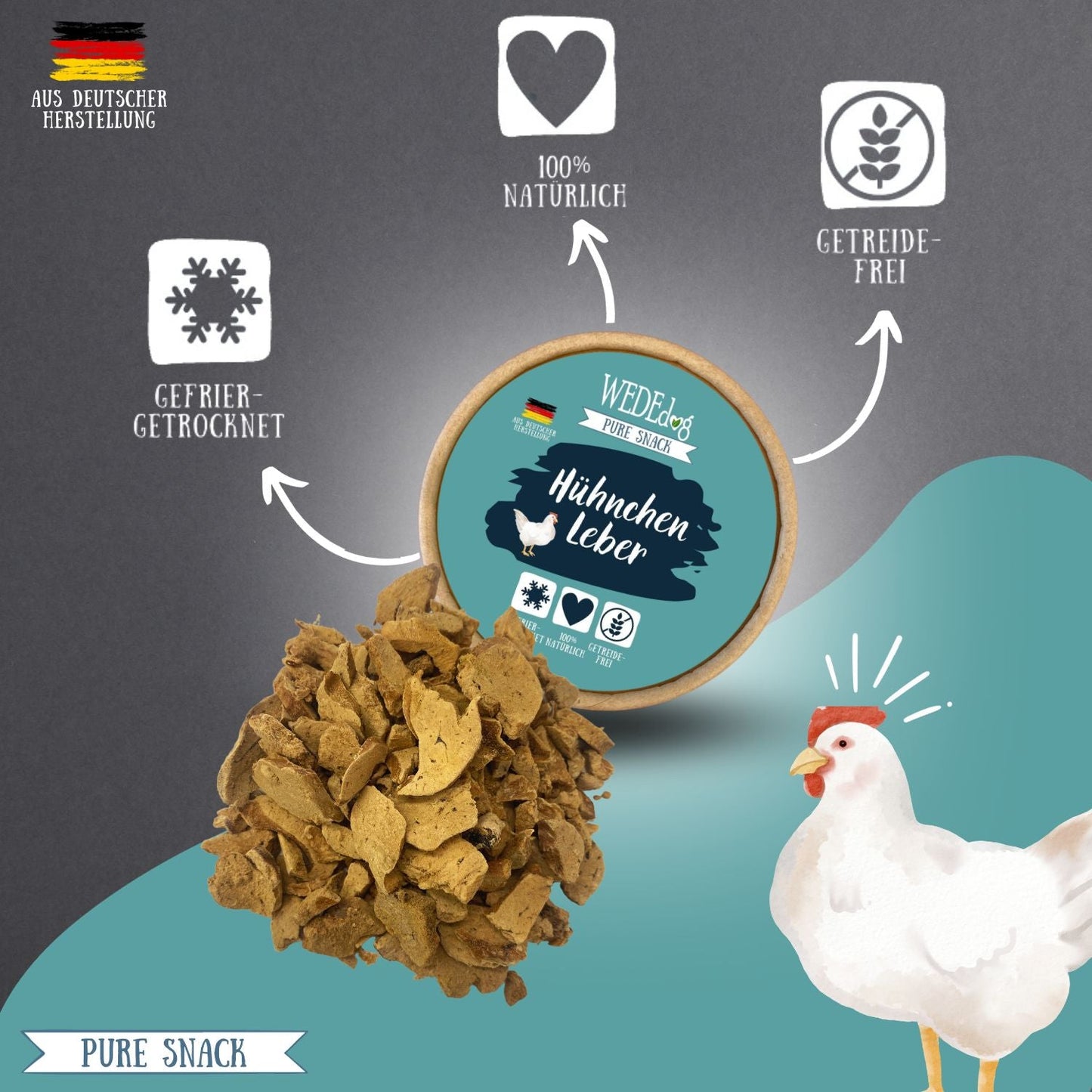 WEDEdog Pure Gefriergetrocknete Hühnchenleber 30g